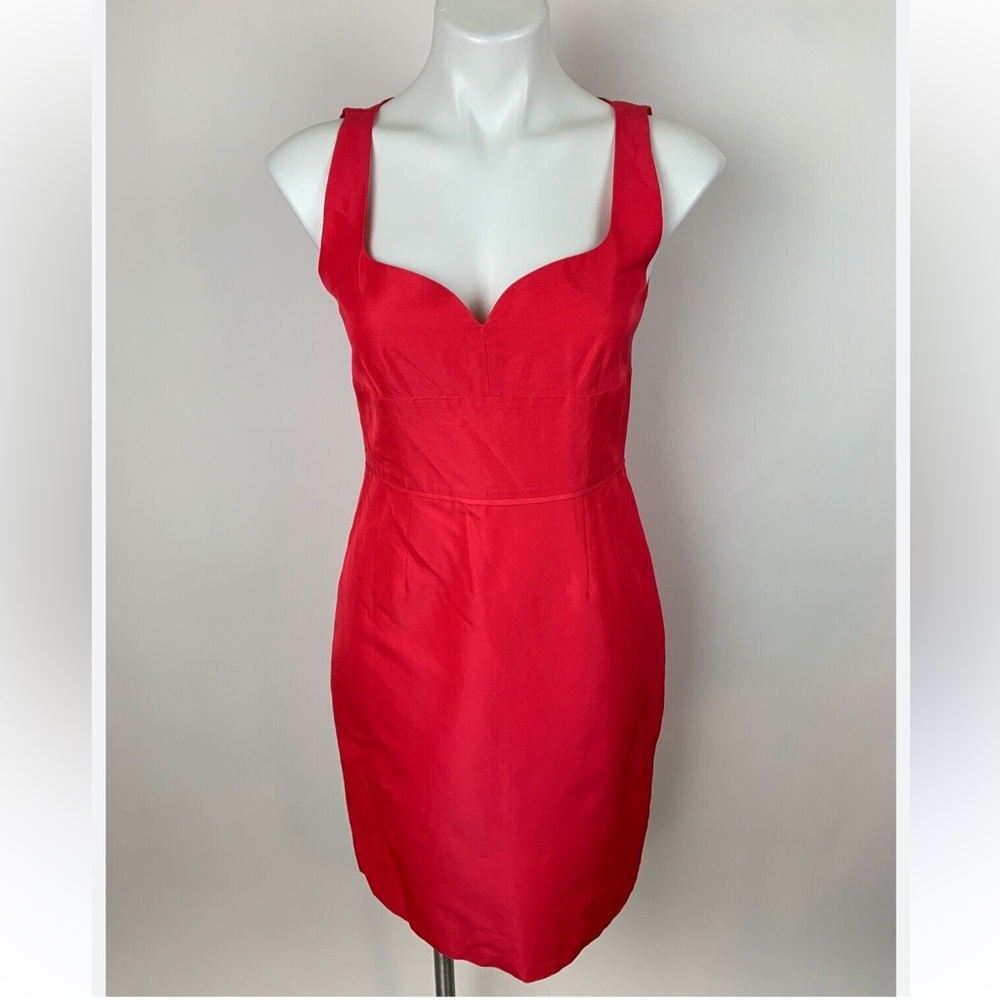 J. Crew Cerise Pink Sweetheart Neck Sheath Midi Dress 8 Lovely Holidays Boho